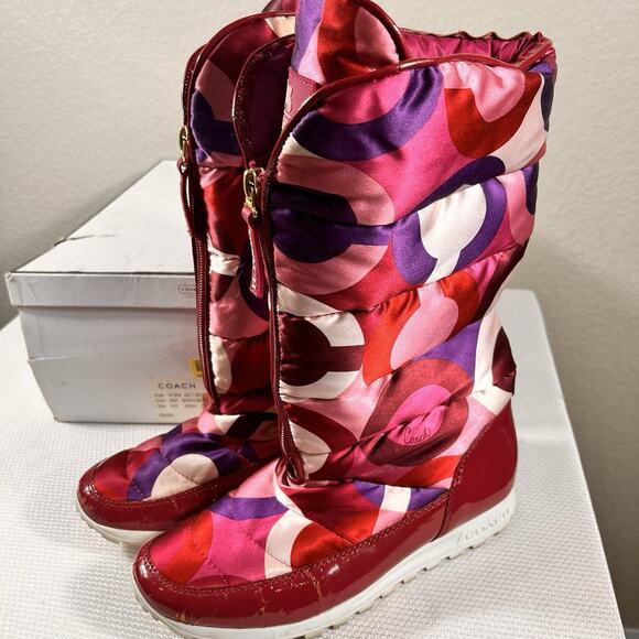 Coach Jolt Signature Puff Snow Boots Women’s 8M Pink /BBR BERRY - Picture 1 of 16